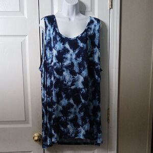 LOGO Layers Lori Goldstein blue white tie dye tank tunic Sz 4X NWOT